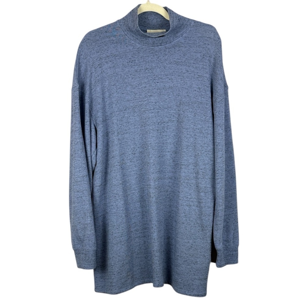 Aritzia Wilfred Free Cotton Blend Oversized Light Blue Knit Turtleneck Med Top - Picture 1 of 12